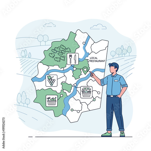 Navigating Local Food Routes With A Guide Pointing Out Destinations