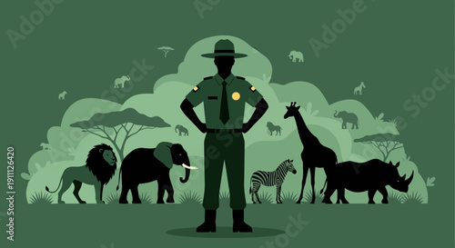 Park Ranger Overseeing African Wildlife Conservation Effort