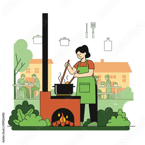 Outdoor Culinary Gathering With Delicious Food Being Prepared Over Open Flames