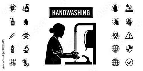 Hand Hygiene Compliance in Healthcare Silhouette