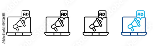Advertise Icon Different Style Outline Collection Set Vector Illustration