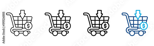 Purchase Icon Different Style Outline Collection Set Vector Illustration