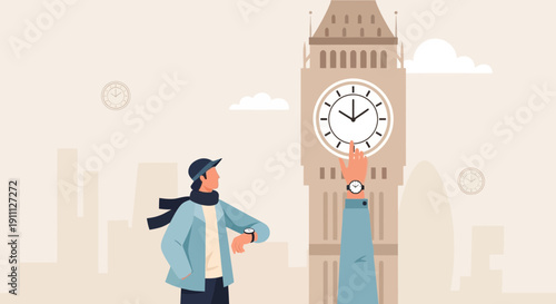 Person Adjusts Clock On Iconic London Landmark