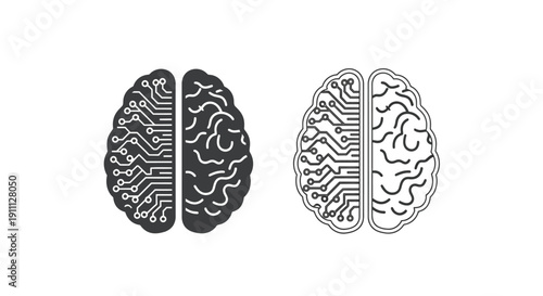 The digital brain illustration shows artificial intelligence.