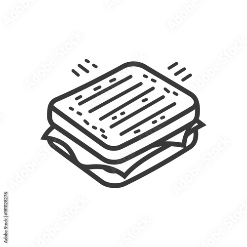 A simple graphic illustration of a toasted sandwich on a white background