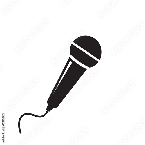 Professional Microphone Icon Isolated on White Background Clean Simple Vector Graphic for Audio Recording Performance Music Concert Entertainment Communication Media Broadcasting Podcasting Live