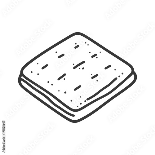 A simple black and white illustration of a small cracker stack