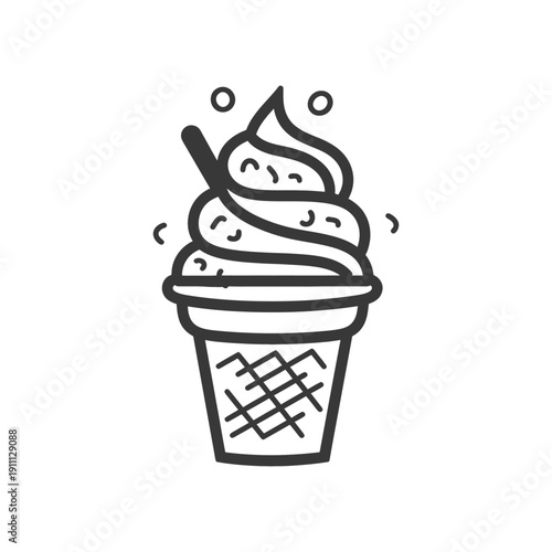 A delicious soft serve ice cream cone drawing illustration