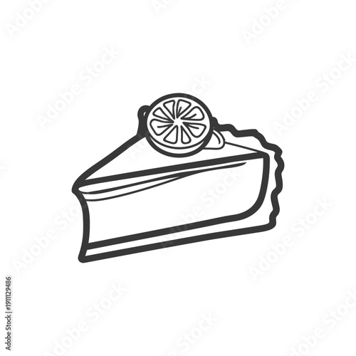 A single slice of cheesecake with a lemon garnish