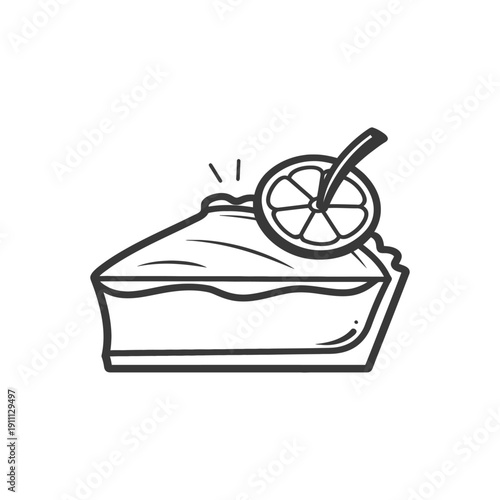 A single slice of pie garnished with a citrus fruit wheel