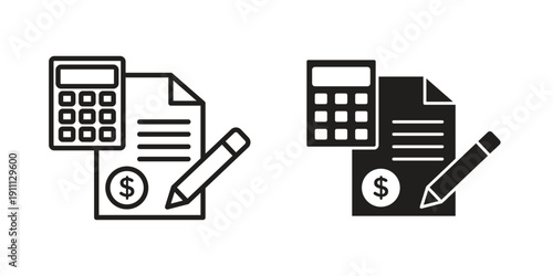 Accounting icon. Line and Silhouette Icon Set.