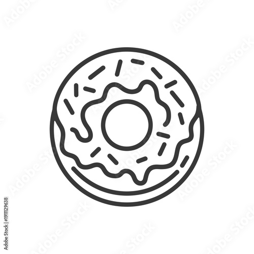 A simple line drawing of a circular frosted donut