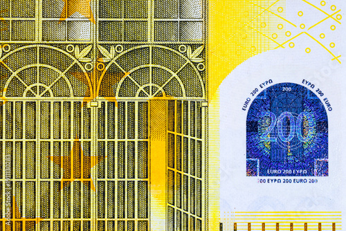 200 Euro banknote of the European Union. Paper Money of Europe.