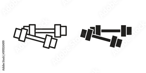 Barbell icon. Line and Silhouette Icon Set.