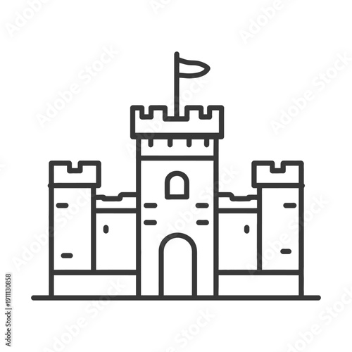 An illustrated simple depiction of a medieval style castle