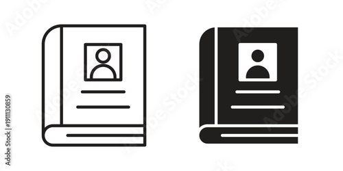 Biography icon. Line and Silhouette Icon Set.