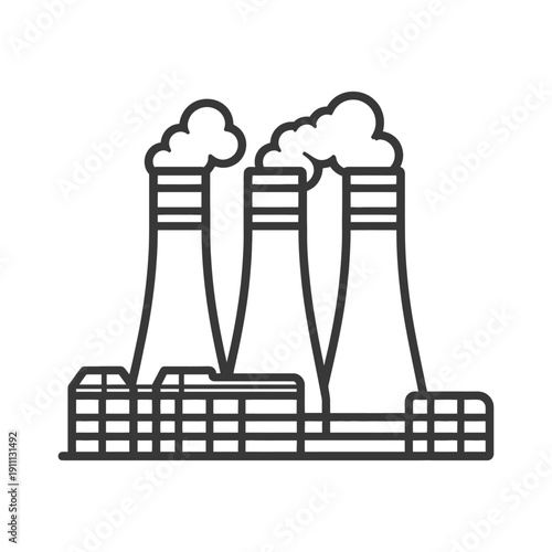 Three industrial chimneys emitting smoke into the atmosphere from a plant