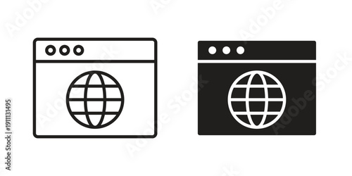 Browser icon. Line and Silhouette Icon Set.