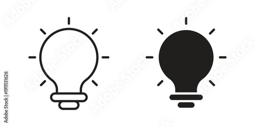 Bulb icon. Line and Silhouette Icon Set.
