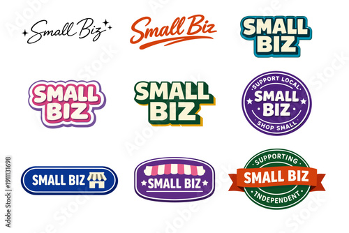 Colorful small biz logos: support local business design collection