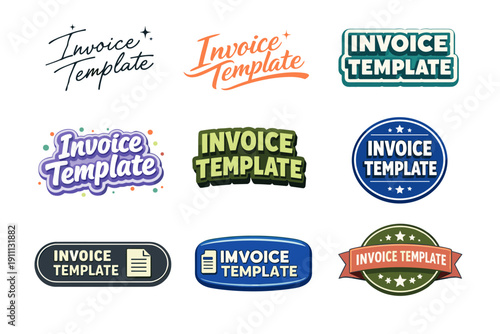 Diverse invoice template logos collection in various styles and colors