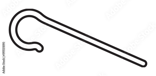 Egyptian heka scepter, a symbol of pharaonic power, rendered as a simple black and white line art illustration in a clean, minimalist, and graphic icon style