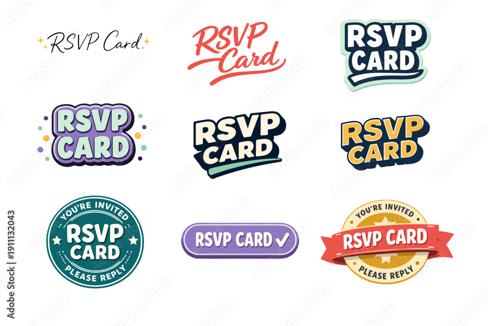 Obraz premium Colorful rsvp card designs collection for invites and events