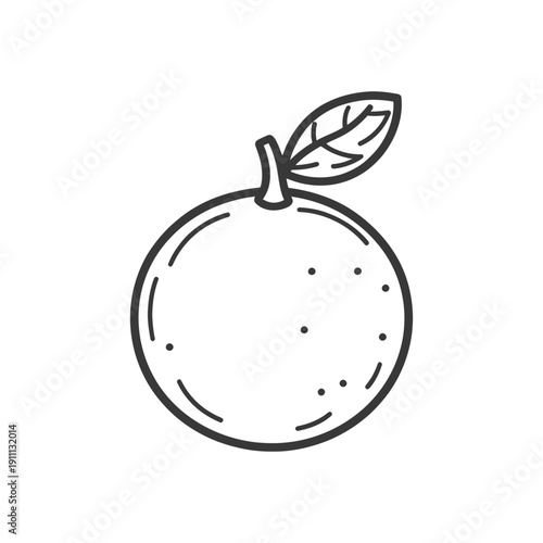 Simple black and white illustration of a whole citrus fruit