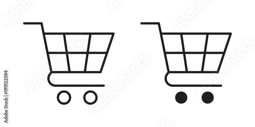Cart icon. Line and Silhouette Icon Set.