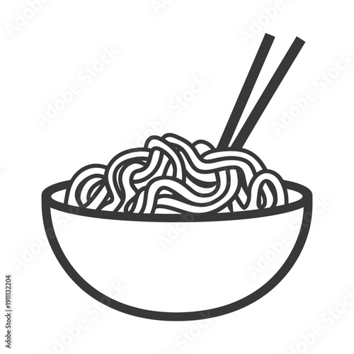 Bowl of noodles with chopsticks ready to be eaten