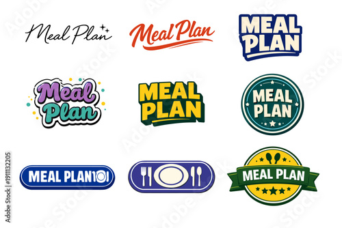 Collection of creative meal plan logo designs in various styles