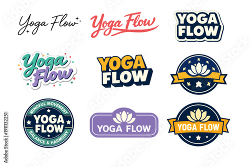 Yoga flow logo collection: diverse designs and styles
