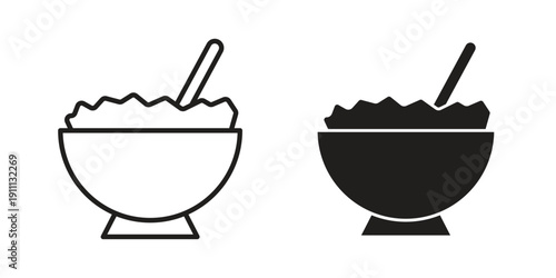 Cereal icon. Line and Silhouette Icon Set.