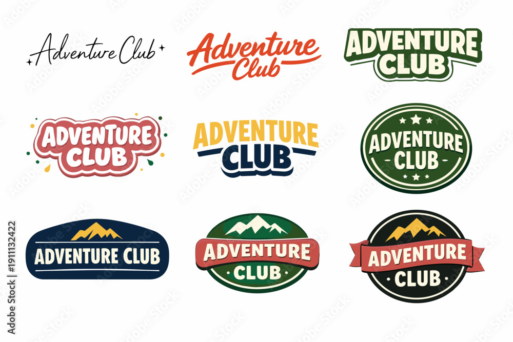 Obraz premium Adventure club logo collection with diverse typography and color styles