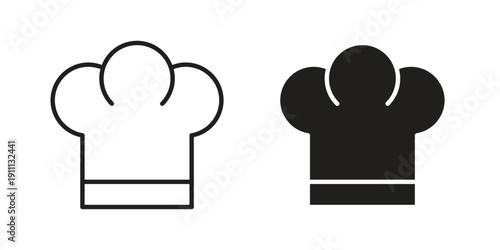 Chef hat icon. Line and Silhouette Icon Set.