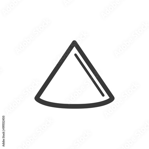 A simplistic black and white graphic showing a triangular section