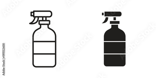 Cleaning spray icon. Line and Silhouette Icon Set.