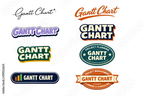 Various gantt chart logo designs for project management and planning