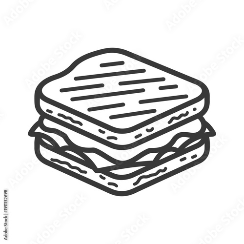 A simple illustration of a delicious toasted sandwich on white