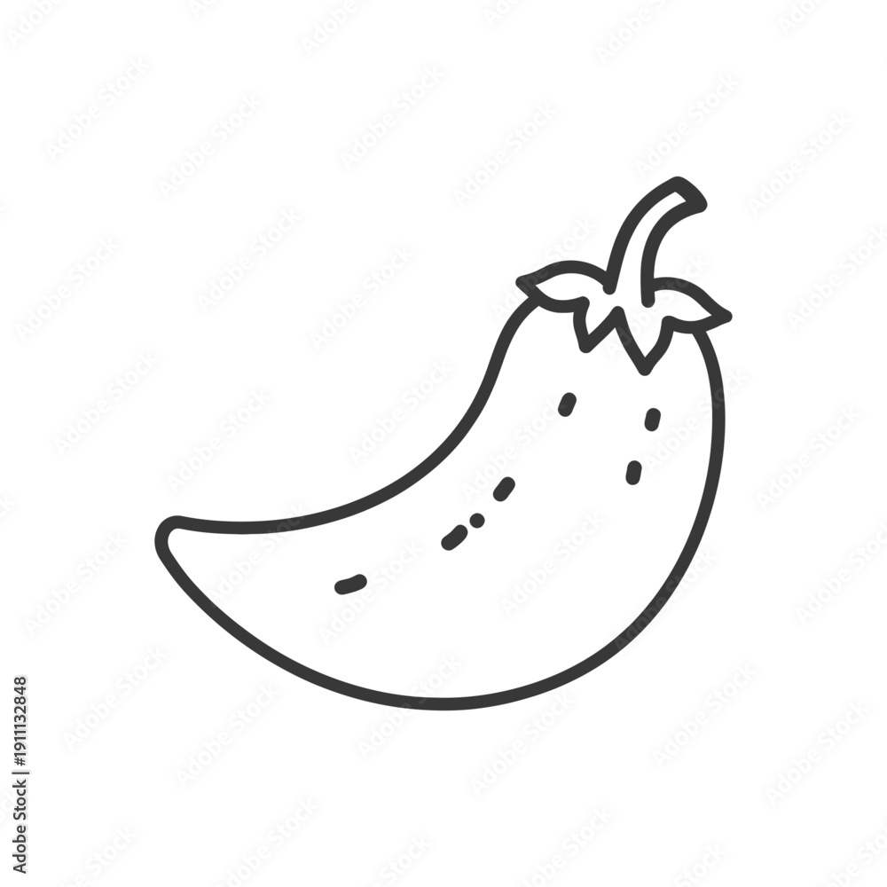 Fototapeta premium A single black and white illustration of a chili pepper