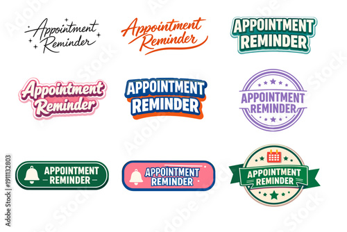 Variety of appointment reminder designs in different styles and colors