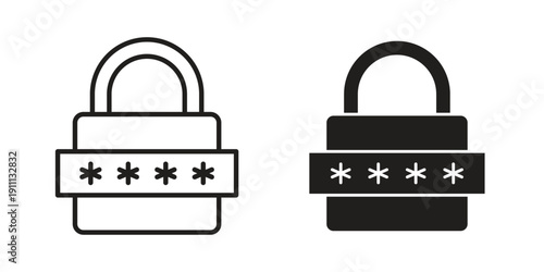 Code lock icon. Line and Silhouette Icon Set.