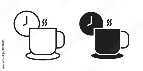 Coffee time icon. Line and Silhouette Icon Set.