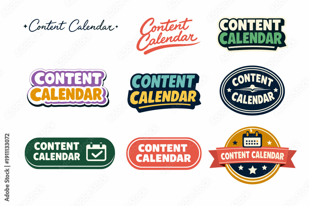 Obraz premium Content calendar logos collection with diverse design styles