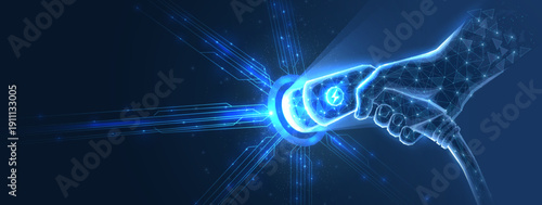 Digital power activation. Glowing control button, AI automation system, modern energy technology, smart startup concept, innovation in electronic management, futuristic interface background