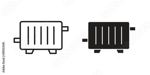 Conditioner heater icon. Line and Silhouette Icon Set.