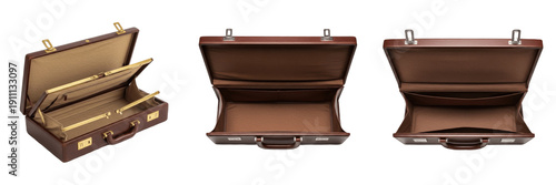 Quadro em tela Set of Professional Leather Briefcases and Open Business Attache Cases PNG