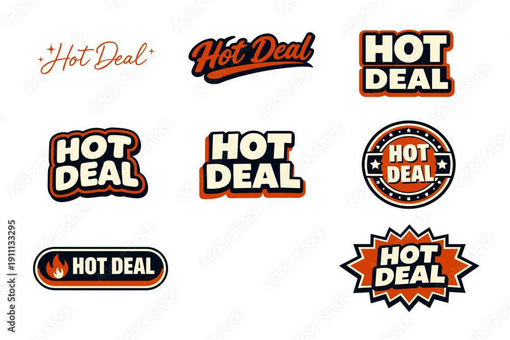 Obraz premium Hot deal logos collection in bold orange and black designs