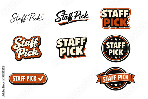 Staff pick icons collection: diverse badge designs and styles for promotions