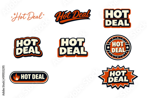 Hot deal logos collection in bold orange and black designs